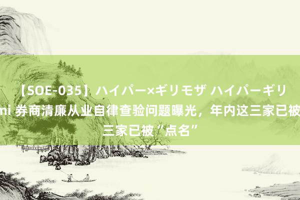 【SOE-035】ハイパー×ギリモザ ハイパーギリモザ Ami 券商清廉从业自律查验问题曝光，年内这三家已被“点名”