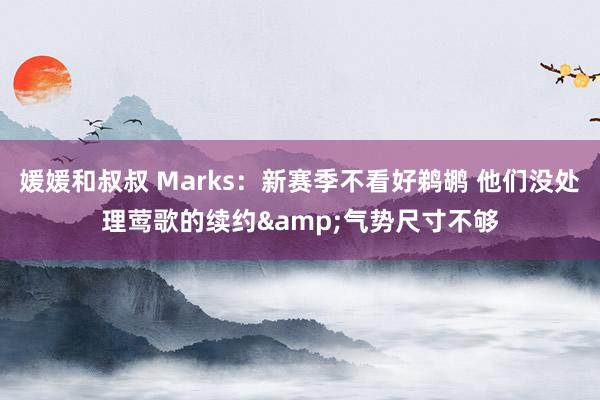 媛媛和叔叔 Marks：新赛季不看好鹈鹕 他们没处理莺歌的续约&气势尺寸不够