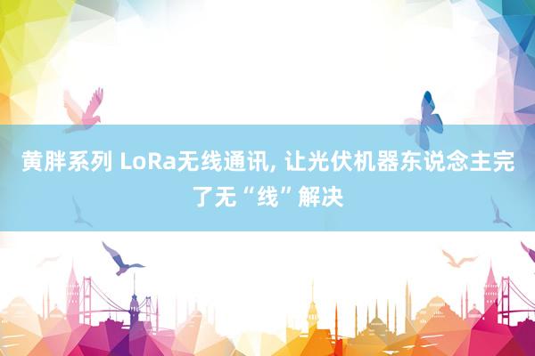 黄胖系列 LoRa无线通讯， 让光伏机器东说念主完了无“线”解决