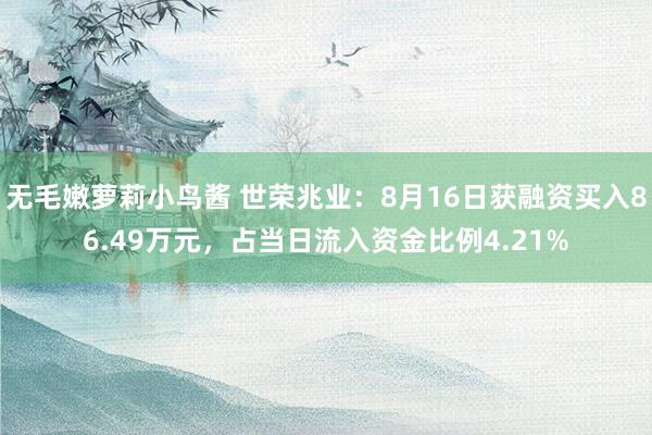 无毛嫩萝莉小鸟酱 世荣兆业：8月16日获融资买入86.49万元，占当日流入资金比例4.21%