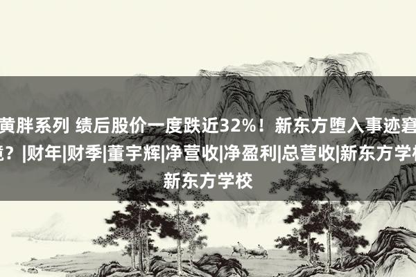 黄胖系列 绩后股价一度跌近32%！新东方堕入事迹窘境？|财年|财季|董宇辉|净营收|净盈利|总营收|新东方学校