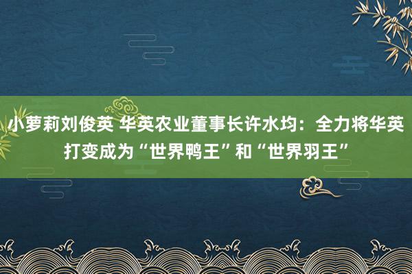 小萝莉刘俊英 华英农业董事长许水均：全力将华英打变成为“世界鸭王”和“世界羽王”