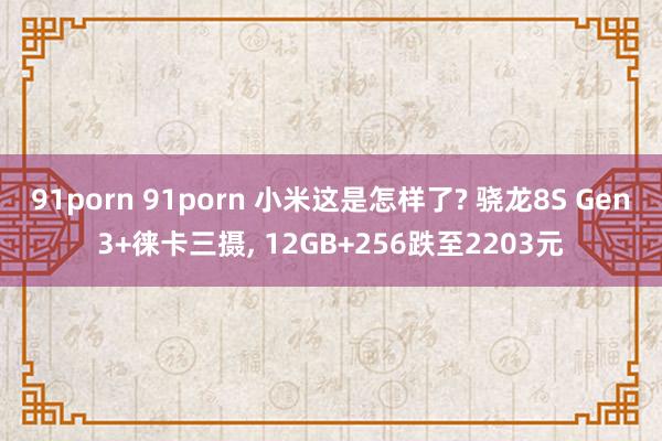 91porn 91porn 小米这是怎样了? 骁龙8S Gen3+徕卡三摄, 12GB+256跌至2203元